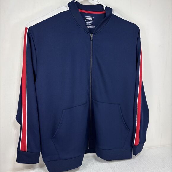 The Foundry Supply Men's Zip Up Red White Blue Jacket Size 4XL Athletic Sport - Picture 2 of 9